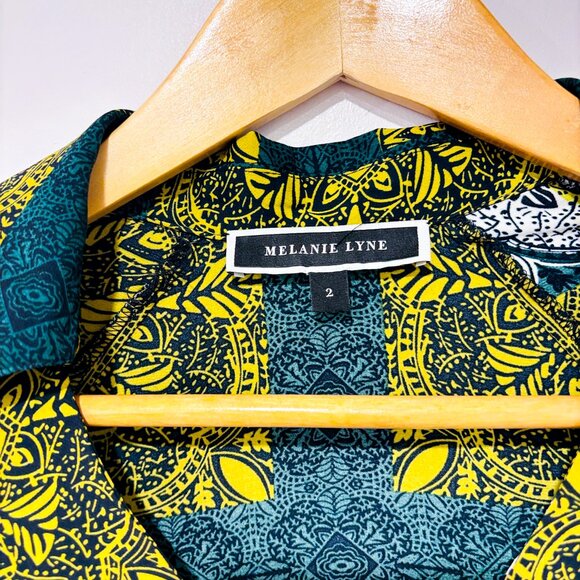 MELANIE LYNE Green Floral Asymmetrical Blouse Boho Patterned Top | Small * - Picture 6 of 7